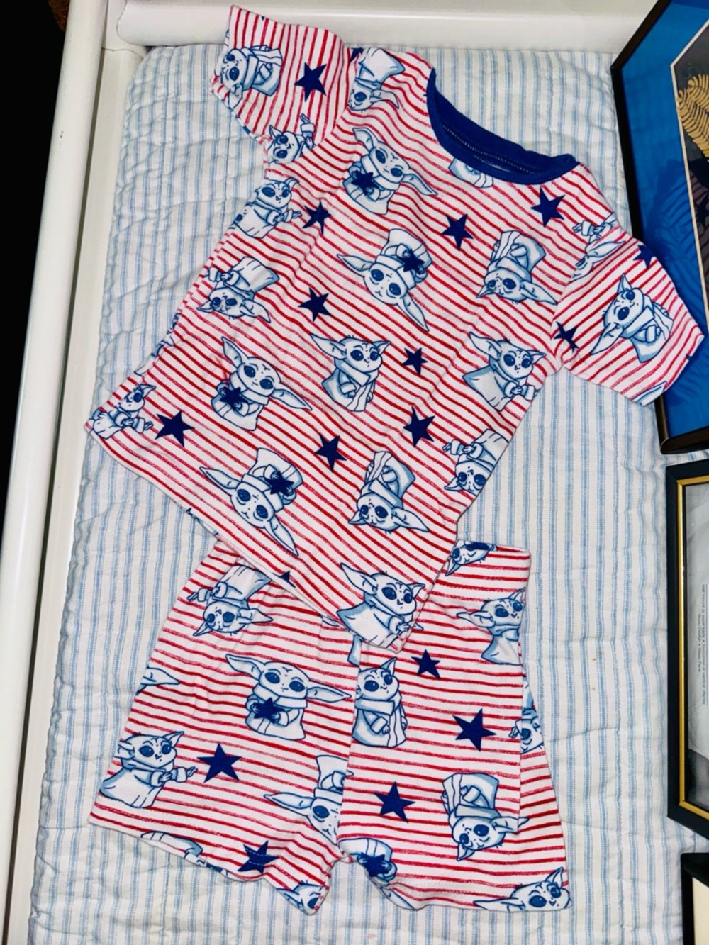 Disney Star Wars Mandalorian Grogu Pajama Set Sz 5T Baby Yoda Stars Stripes NWOT